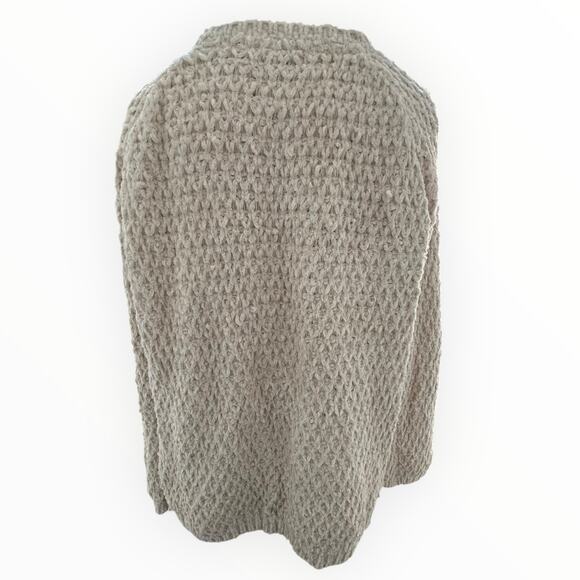 POL Chunky Knit Cream Open Front Popcorn Cardigan Patch Pockets Cottage L NWOT - Picture 7 of 7